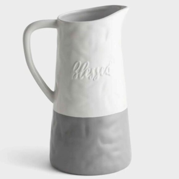 "Blessed" Ceramic Pitcher by Mary & Martha, Simply Elegant Collection - Picture 1 of 4